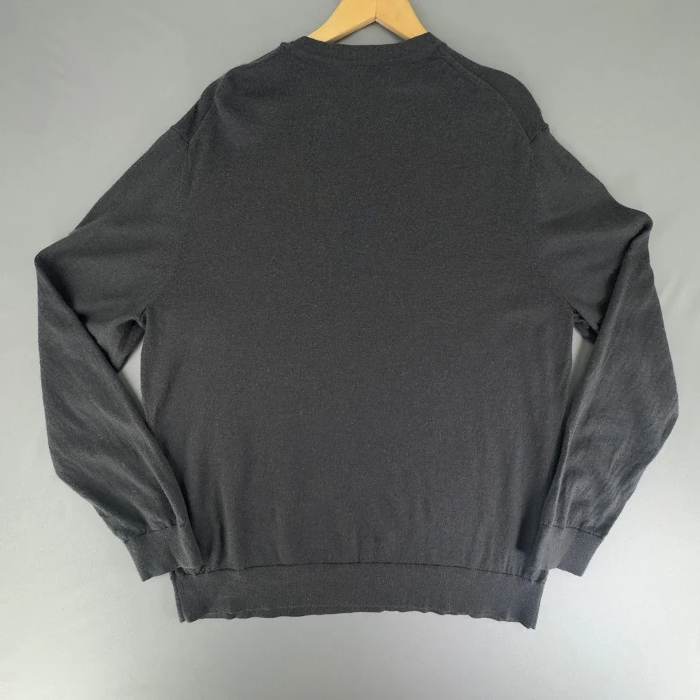 Banana Republic Mens XXL Charcoal Gray Merino Wool Crewneck Pullover Sweater